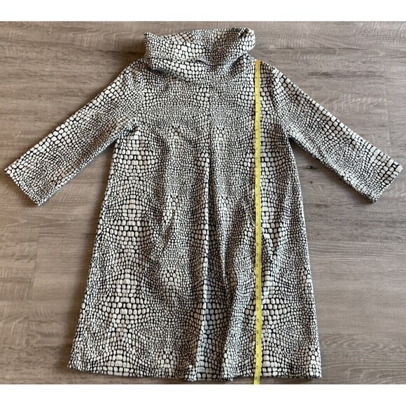 TYLER BOE Sz S Mosaic Print Pleated 3/4 Sleeve Pocket Cowl Neck Sweater Dress - Picture 3 of 8